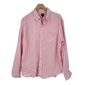 J.Crew Linen Cotton Button Down Shirt Pink Gingham Check Long Sleeve XL 2024‎
